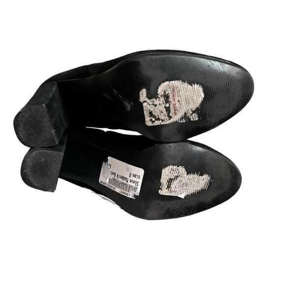 Steve Madden Effect suede leather slip on heeled boots sz 9 women’s biker edgy c - Picture 8 of 8